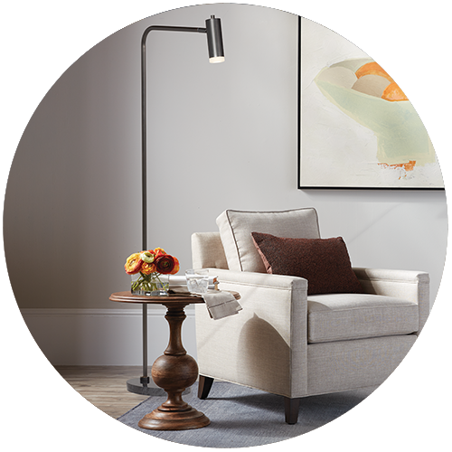 floor lamp next to accent table